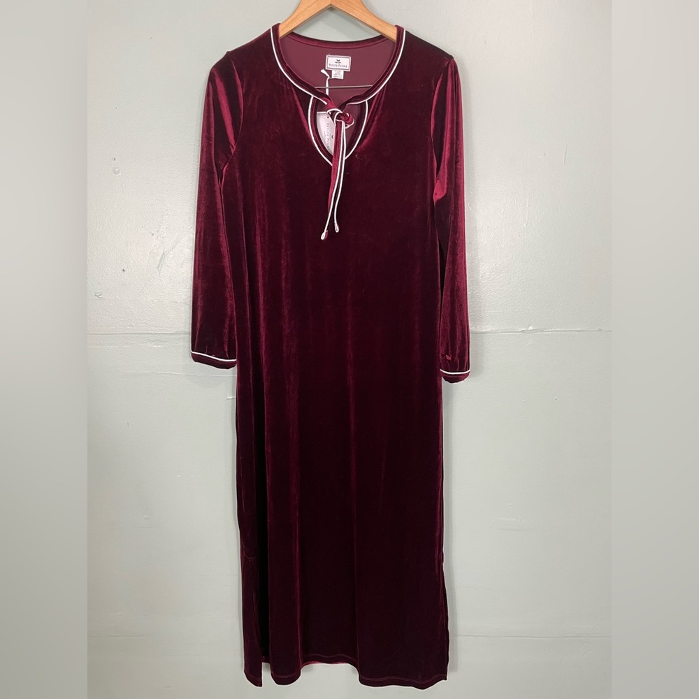 Petite Plum Royal Garnet Velour Harlow Nightgown Red Maroon Women Medium - Picture 2 of 11